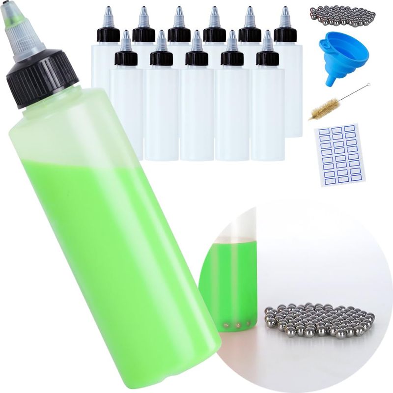 Webirth ドロッパーボトル 150mL 撹拌ボールつき 漏斗/ブラシ/ラベルシールつきのセット商品 (150mL×12本)