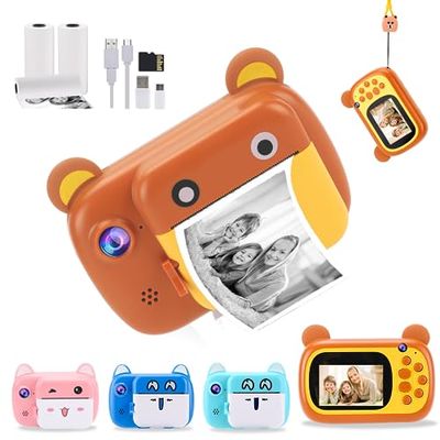 yeahpyp 子供用インスタントプリントカメラ 32GB SDカードが付いている2.4インチLCDスクリーンのデジタルカメラ DIYのための小さな幼児用カメラ クリスマス＆バースデーおもちゃギフト 男の子…