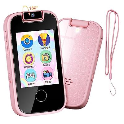 PTHTECHUS? 子供 スマートフォン 赤ちゃんの携帯電話 おもちゃ, 子供用スマートフォン、子供向けKids Phone 知育おもちゃ 2.8インチ 幼児用モバイルスマートフォン、MP3 音楽再生 ゲーム 録画録音 トーチ カメラ 男の子と女の子、物語出る 携帯電話 子供用 クリスマス 感