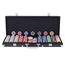 BestBuy ポーカーチップ 500枚 数字入り ポーカーセット チップセット カジノチップ トランプ付き マット付き カジノゲーム カジノセット (ブラック...