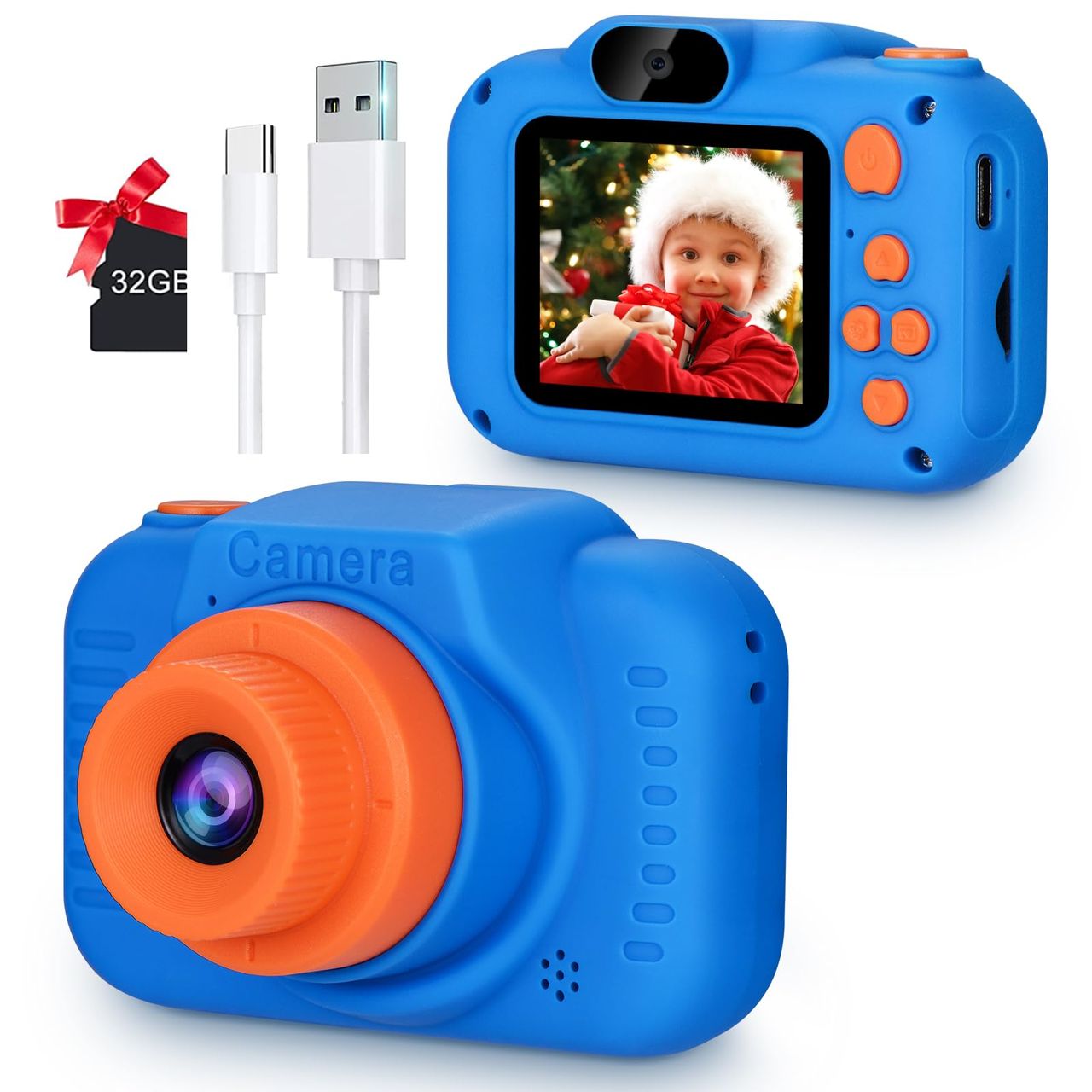 楽天THRSparklePOSO キッズカメラ 子供用カメラ トイカメラ 子供用デジタルカメラ TypeC充電 クリスマス、新年のプレゼント 2000万画素 1080P HD 動画カメラ 3-12歳男の子 女の子 おもちゃカメ 32GB SDカード付き 日本語取扱説明書（こんいろ）