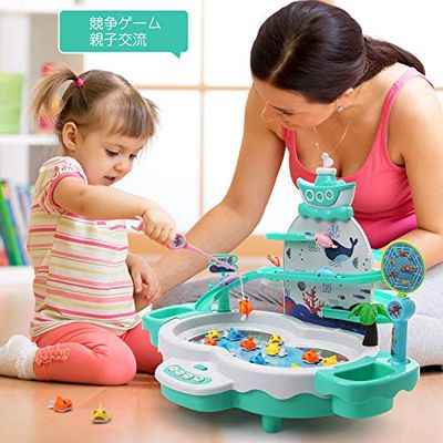 THRSparkleのCute Stone 2in1魚釣りゲーム 水遊び おもちゃ 磁気釣り 釣りおもちゃ 室内ゲーム 音楽 卓上ゲーム 誕生日 クリスマス プレゼント 男女通用｜アングル2