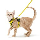 Rabbitgoo 猫 ハーネス リード セット 抜けない 猫用ハーネス ソフト軽量 犬猫兼用 超小型犬 小型犬 散歩 災害避難 はーねす りーど 足を上げず装着完成 サイズ調節可 夜反射 通気メッシュ 咳込み防止 胴輪 紐 ひも（イエロー S）