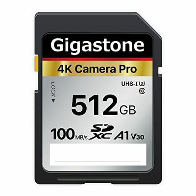 Gigastone SDJ[h 512GB [J[h A1 V30 U3 Class 10 SDXC  4K UHD & Full HD rfI Canon Nikon Ȃ fW^J ჌tΉ ~jP[X1t