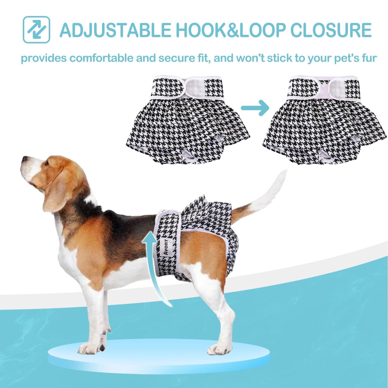 Avont 犬用マナーベルト 3枚 メス用 洗濯可 再利用可能 高吸収性 ウェストサイズ調整可能