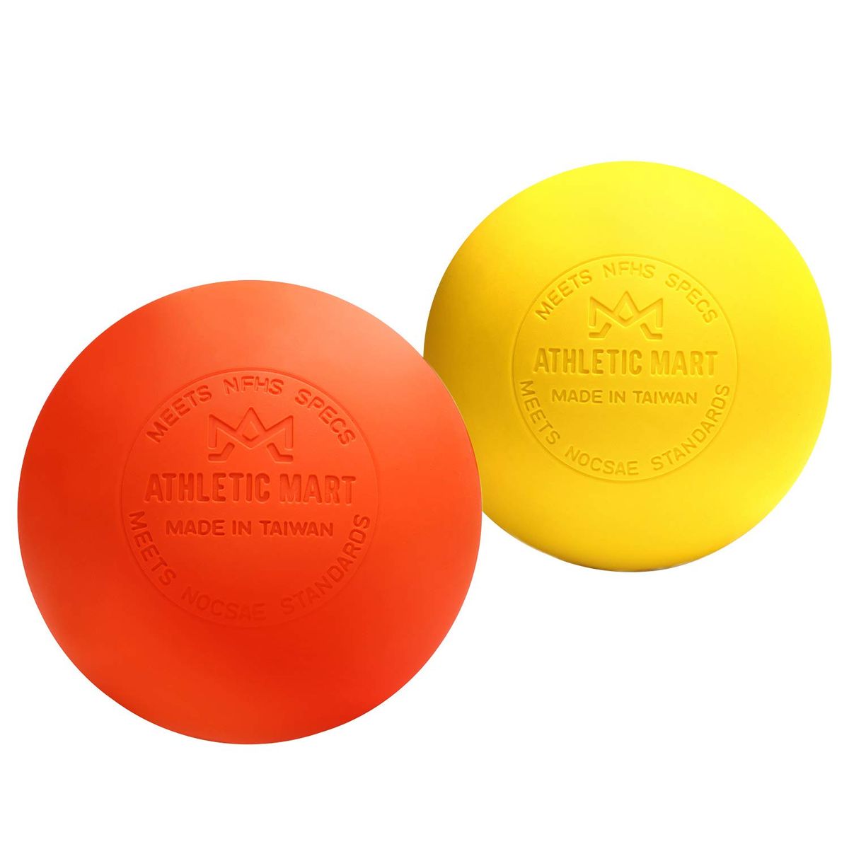 ATHLETIC MART マッサージボール 2個 ラクロスボール 公式試合球 ストレッチボール 筋膜リリース 肩 首 腰 太もも ふくらはぎ 足裏ツボ押し トリガーポイント 2カラー (オレンジ×イエロー)のサムネイル