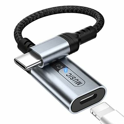 【令和5年MFi認証済】タイプ C & Lightning イヤホン端子 変換アダプタ USB Type C to ライトニング イヤフォン オーディオ 変換 ケーブル 対応iPhone 15/15 Pro Max/plus/iPad Pro/iPad Air 4/5/iPad mini 6/iPad 第10世代/MacBook などのType-c 端子搭載機器用 (充電に