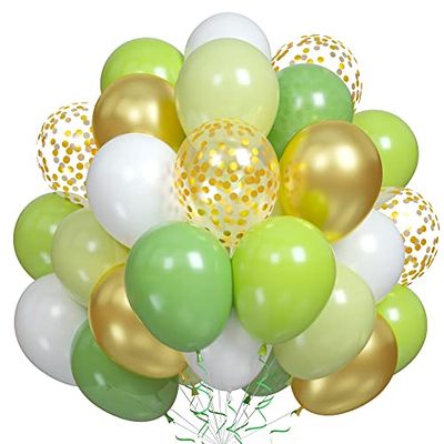 BTZO バルーン 風船 50個入 10インチ ラウンド スタンダードカラー 紙吹雪 ゴム風船 飾り付け 誕生日 結婚式 パーティー お祭り 文化祭 グリーン ゴールド 6色アソート