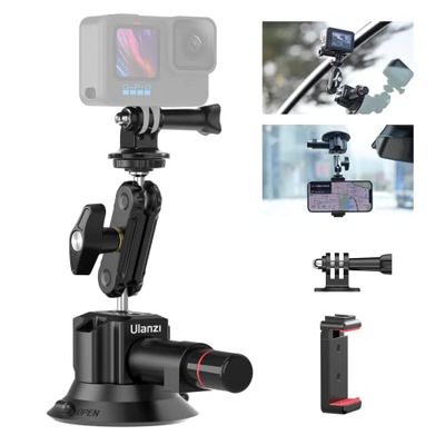 Ulanzi SC-01 吸盤マウント 車載マウント GoPro Insta360 DJI カメラ用 360°回転 アルミ合金製 車載ホルダー 車載用車外フロント フロント・リア・サイドのガラスに吸着でき 取り付け簡単 3インチ 1/4"ネジ穴、3/8"ネジ穴あり 耐荷重1kg GoPro MAX HERO10 9 8 7 6 5 In