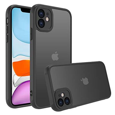 iPhone 11 ケース iphone 11 ケース スマホカバー 耐衝撃 指紋防止 滑り止め マット半透明 黄ばみなし レンズ保護 米軍MIL規格アイフォン11 用カバー PinLiSheng (iPhone 11, ブラック)