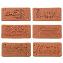革タグ 6種 30枚入り 革ラベル レザータグ 合皮タグ 穴あき 英文柄 Handmade 長方形 ワッペン ラベル タグ DIY 手芸 縫製 手作り ハンドメイド 衣類/マフラー/ニット帽用 装飾 飾り