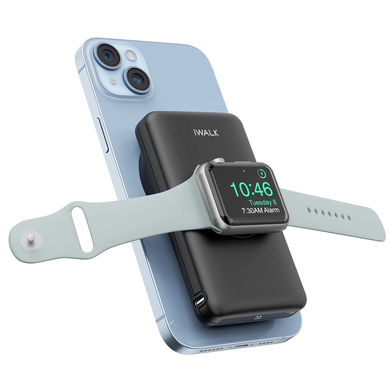 iWALK MAG-Xモバイルバッテリー マグネット式ワイヤレス充電 Apple Watch充電器10000mAh PD急速充電 Apple Watchとiphone同時充電 アップルウォッチ充電器 コンパクト PSE技術基準適合 iPhone 14/13/12シリーズ/Apple Watch Ultra/8/7/6/5/4充電対応 ブラック