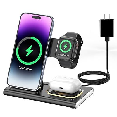 yŐV^zHATALKIN 3in1CX[d AbvEHb` [d Compatible with iPhone15/14/13/AirPods Pro2/Apple watch ultra 2/9//7/8/se2 [d iphone apple watch }`[dX^h ܂肽 u[d QC3.0A_v^[t(ubN)