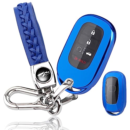 [yoshinari] ホンダ 用 HONDA 用 N-BOX JF5 JF6 ヴェゼル VEZEL RV3 RV4 RV5 RV6 CIVIC シビック ハッチバック FL1 ステップワゴン キーカバー スマート キーケース キーシェル キーホルダー (ブルー)