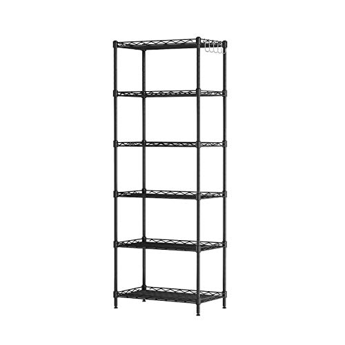 K簡致KANTI スチールラック 収納 棚 ラック メタル スチール シェルフ キッチン収納 ワイヤーラック 55×30×160cm ブラック モダン