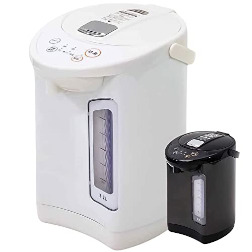 iimono117 電気ポット 3.2L ホワイト [ 片手給湯機能 ] 大きな給湯ボタン 3段階保温 小型 ポット 節電 ..