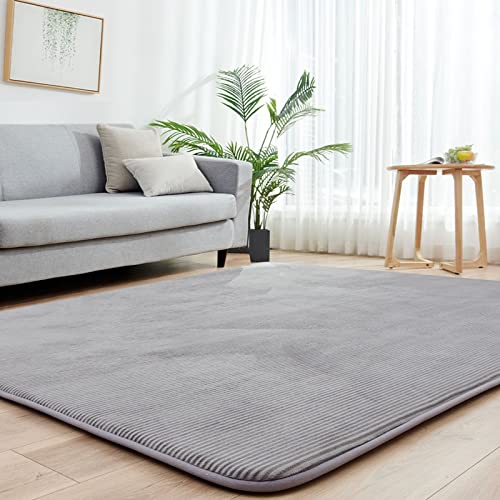 カーペットラグ 極厚 ラグマット 1.5畳 高反発 130×185cm 厚手 35mm 冬 床暖房対応 カーペット 洗える 滑り止め付 じゅうたん 防ダニ 抗菌 オールシーズン フランネル グレー aicomri