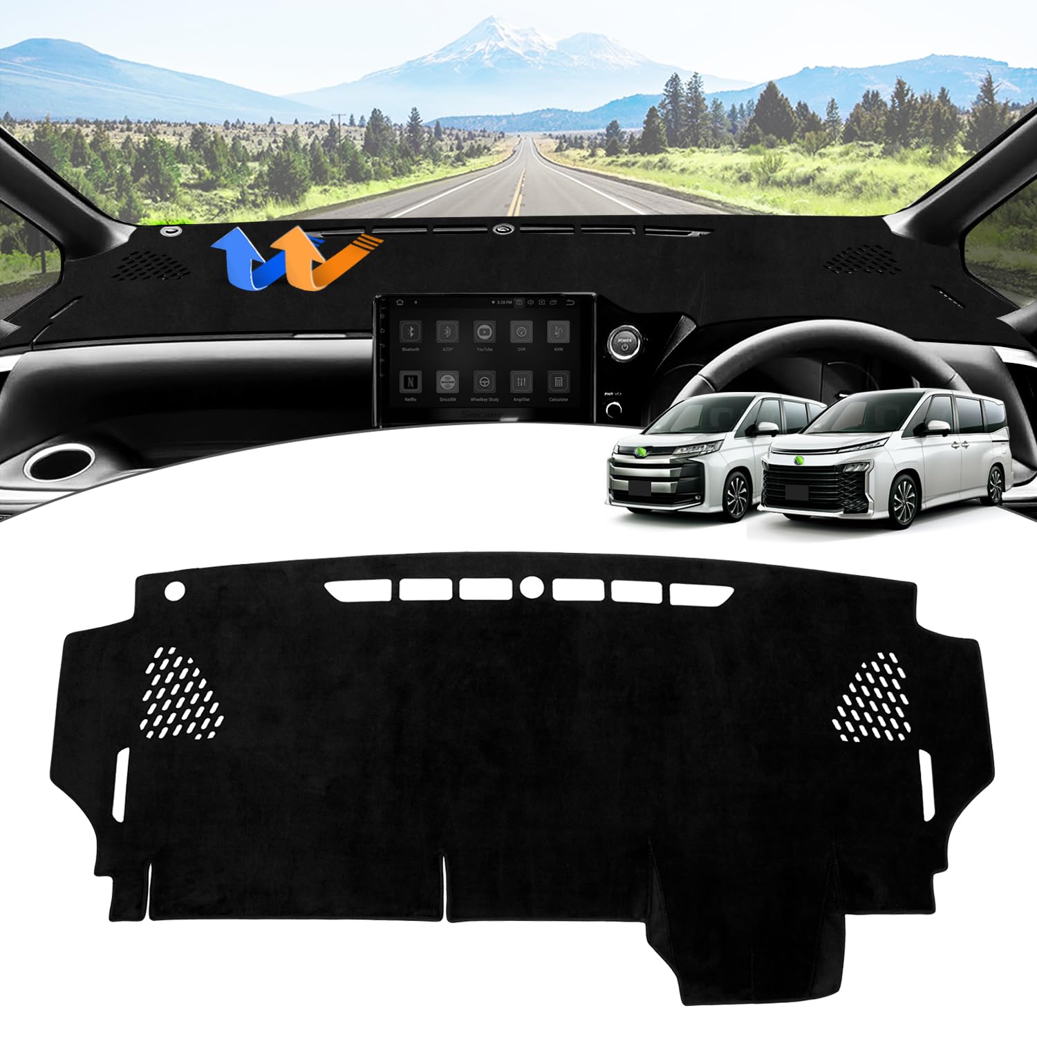 GIMUYA トヨタ 新型 ヴォクシー ノア 90系 VOXY NOAH 90 ダッシュボードマット ダッシュマット ZWR9#W MZRA9# 車種専用 2022年1月〜 車種 専用 保護マット インテリア 内装 カスタム パーツ アクセサリー 車内グッズ 日焼け防止/映り込み防止/傷防止/ズレ防止 スエード素