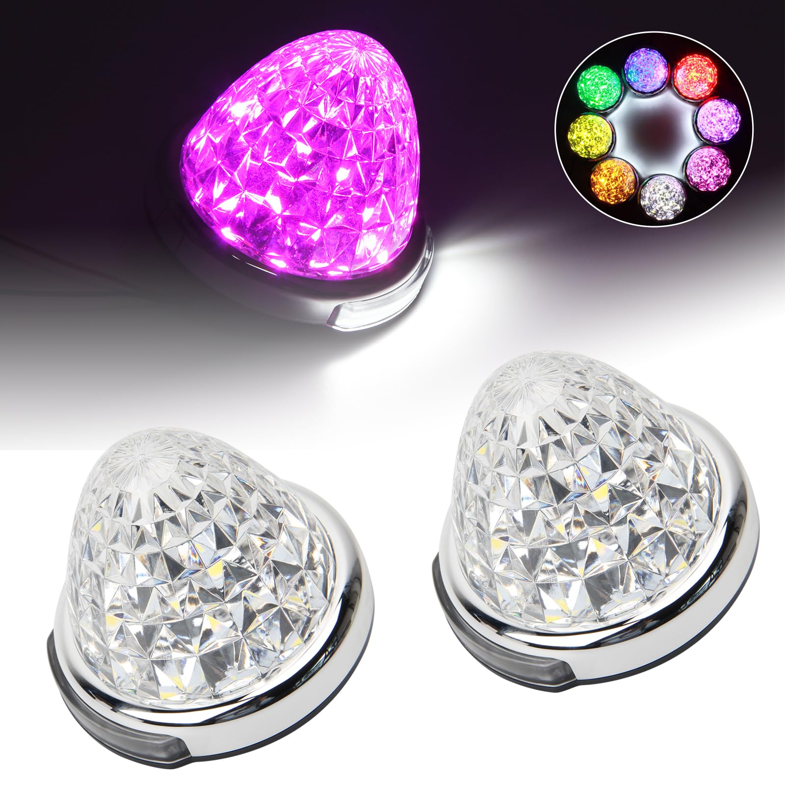 REPTICO LEDサイドマーカーランプ 24V トラック用 路肩灯ピンク クリアレンズ 8面クリスタルカット 新..