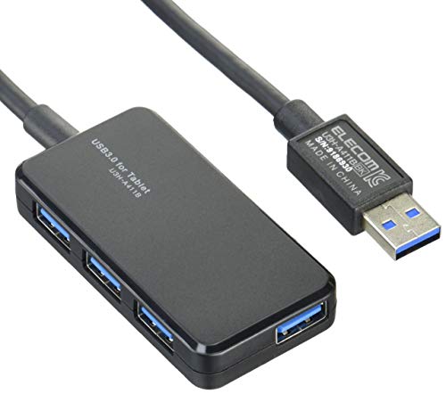 RA:エレコム ELECOM USB3.0 ハブ 4ポート バスパワー タブレット向け ブラック U3H-A411BBK