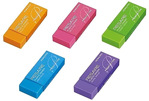 RA:コクヨ 消しゴム リサーレ プレミアムタイプ 5点セット (青、緑、ピンク、オレンジ、紫)