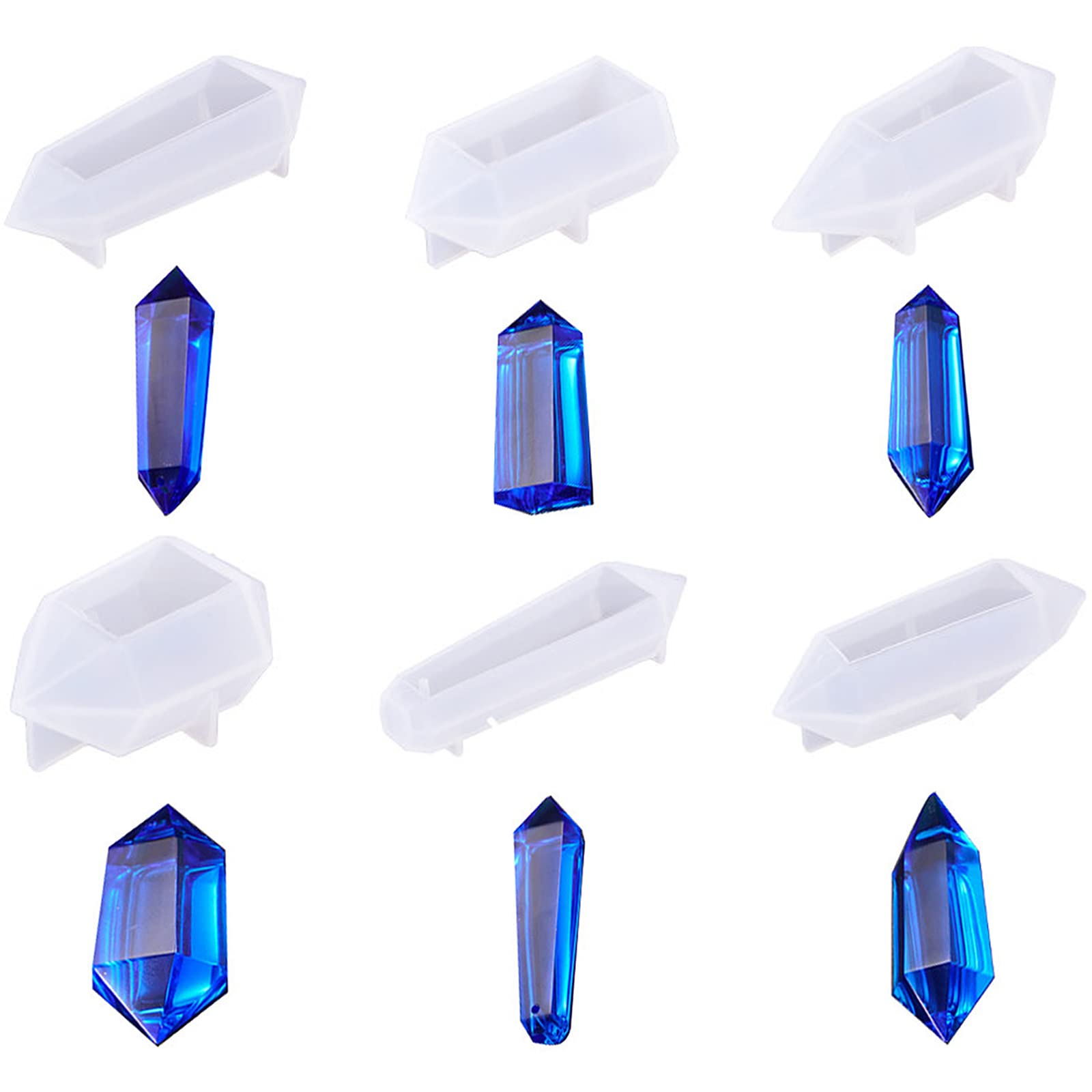 RA:サムコス 水晶 占い ペンデュラム シリコンモールド 6セット UVレジン 型 エポキシ樹脂 ソフトモー..
