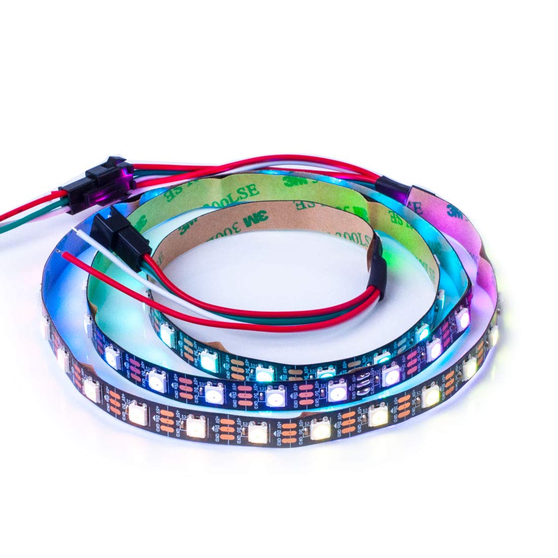 RA:BTF-LIGHTING WS2812B LEDテープライト 5050 SMD RGBIC 合金ワイヤー 1m 60LEDs 個別にアドレス指定可能 切断可能 プログラマブル可能 DC5V ドリームフルカラー 夢幻色 ネオピクセル 黒PCB IP30 非防水 LEDストリングライト イルミネーション 室内照明 パーティー ク
