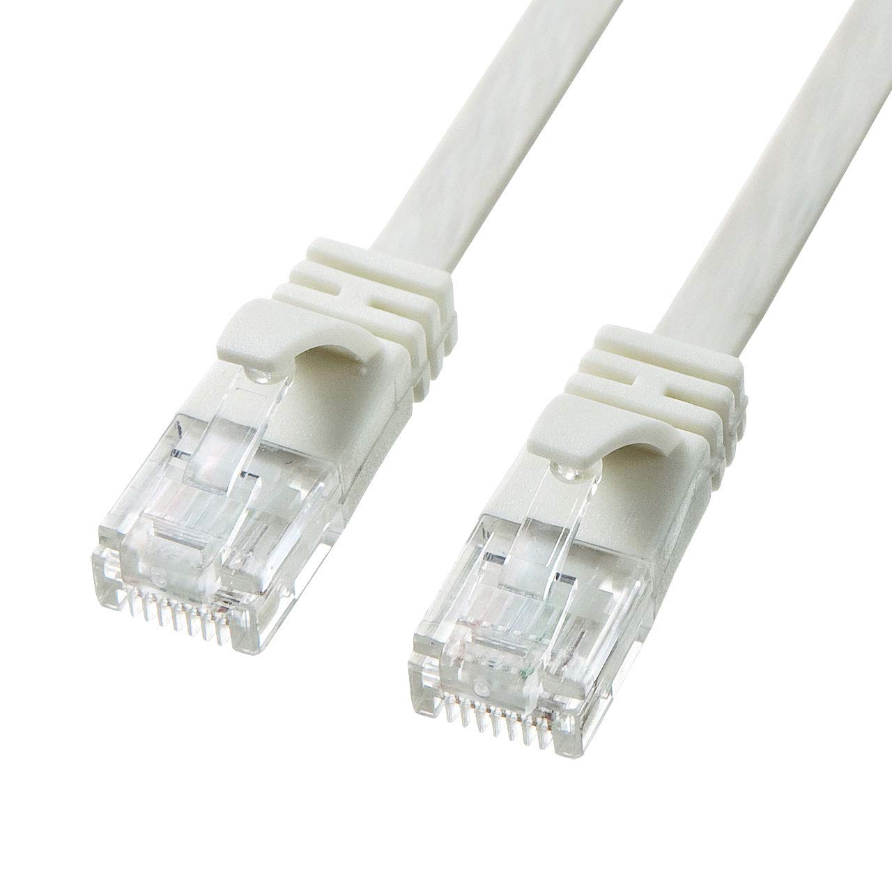 Rakuten - RA:サンワサプライ CAT6A フラットLANケーブル モデム用 (5m) 10Gbps/500MHz RJ45 ツメ折れ防止 ホワイト KB-FL6A-05W