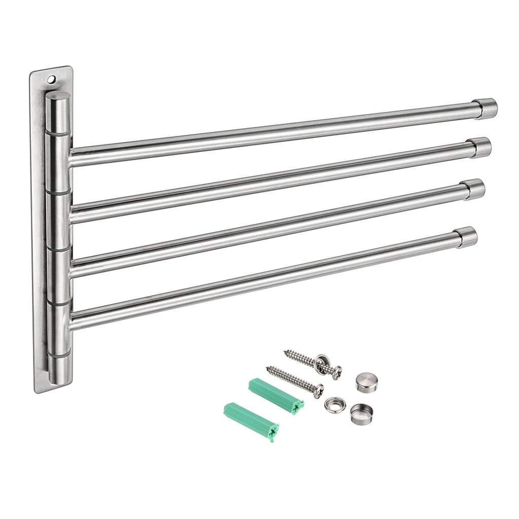 Sumnacon タオルハンガー タオル掛け スイングアーム 洗面所 ステンレス タオルバー 壁掛け 省スペース..