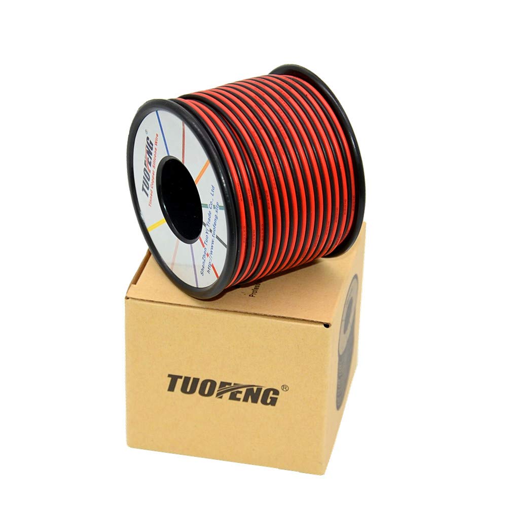 TUOFENG 22AWGワイヤー[黒色30m赤色30m] 2導体平行ワイヤー22ゲージシリコンワイヤー - 錫めっきされた銅線のフレキシブルなシリコンワイヤー