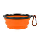 THAIN 犬 水飲み 携帯用 散歩用 折りたたみ式 ペット給水器 容量350ML シリコン製 コンパクト 水やり用品 持ち運び便利 ペットボウル カラビナ 付き 給水器 給餌器 旅行用 (オレンジ)