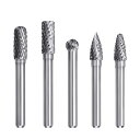 DFsucces 超硬バー タングステンバー 6mm軸 刃幅8mm ロータリーヤスリ 超硬フライスカッター金属バー 高速度 工具 切削 研磨用 5本セット (6...