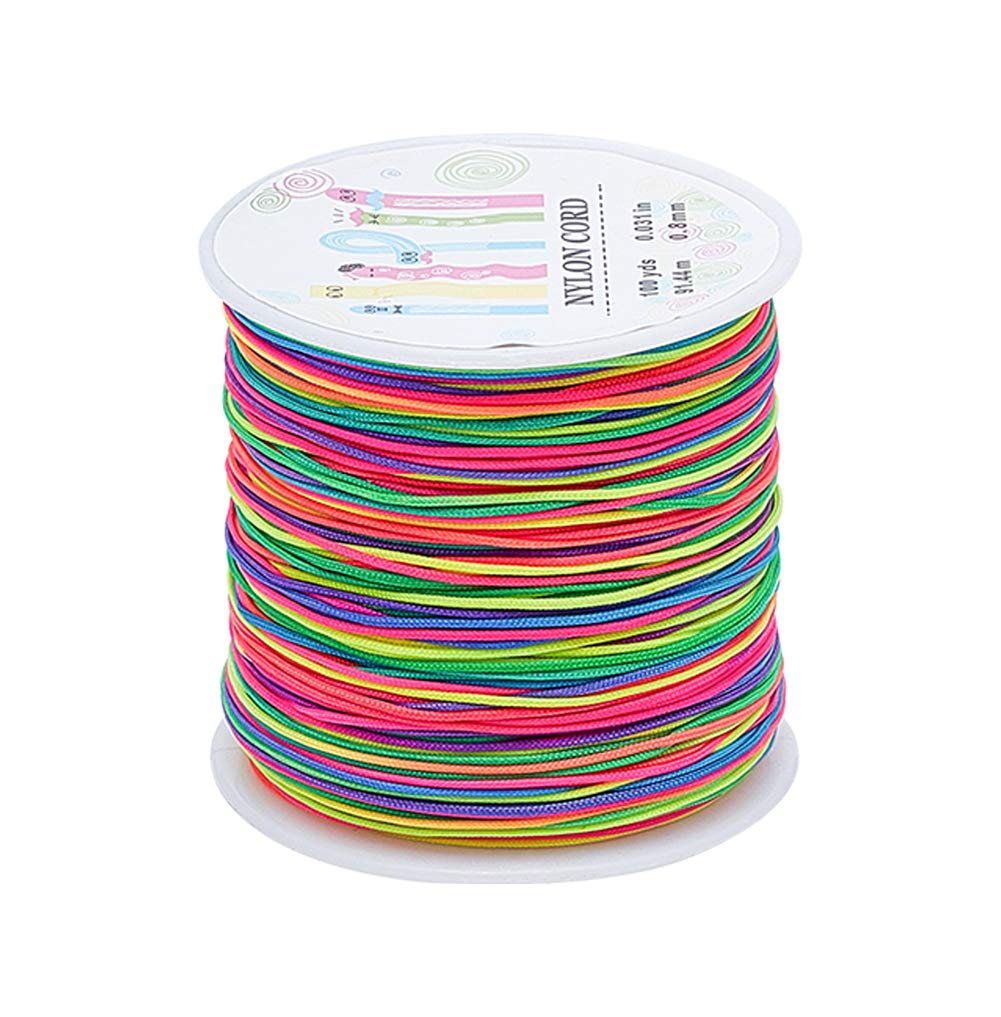 PandaHall 約90m/巻き 0.8mm カラーナイロンロープ マルチカラー 糸 結び紐 手芸 工芸 カラー ナイロン..