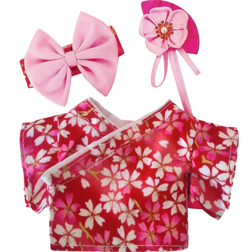 YUYAKESHI人形 綿人形の服 人形服 着替え 和服 20cm ぬいぐるみ用 かわいい シャツ アクセサリー 上着 ぬいぐるみ アパレル部品(レッド・女15...