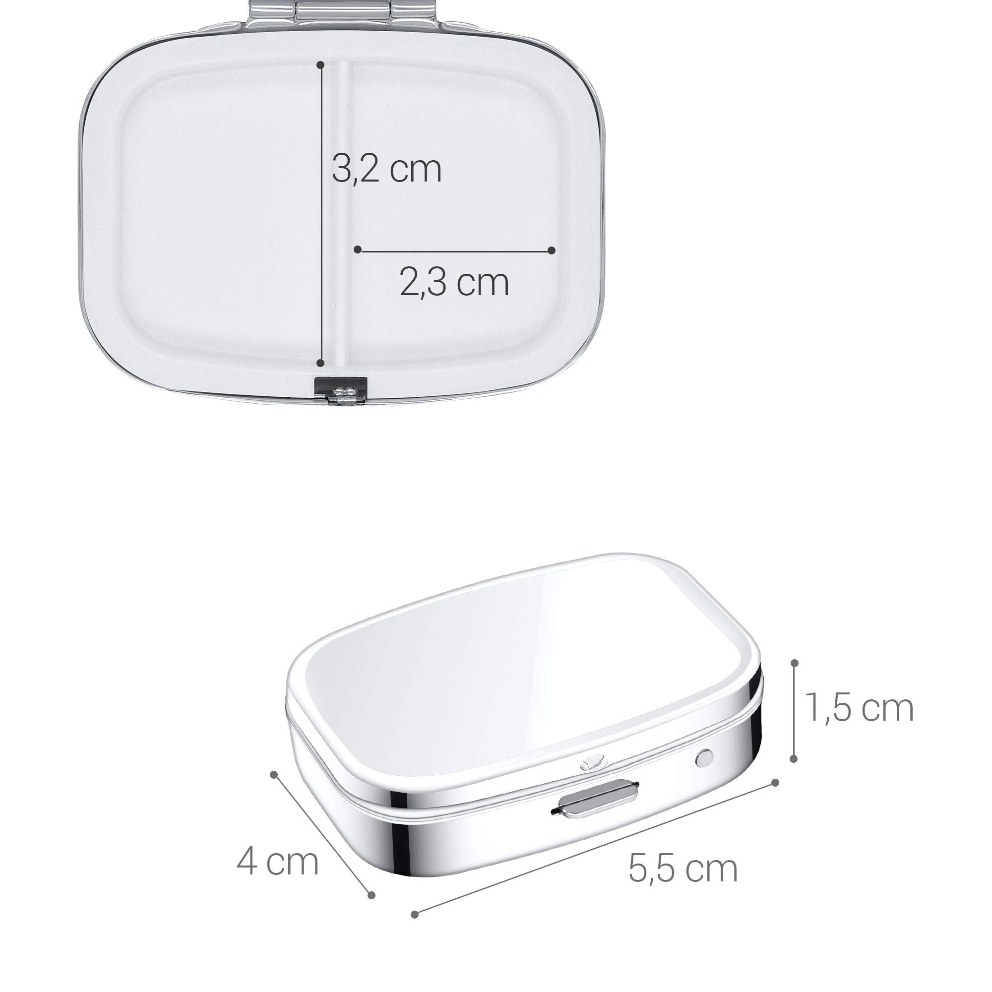 RA: kwmobile ピルケース ステンレス 持ち運び 薬入れ - 2仕切り ピルボックス 5.5x4x1.5cm サプリメント 小物入れ 収納 - 飲み忘れ防止 thrsparkle-10033263 THRSparkle サンプル画像3