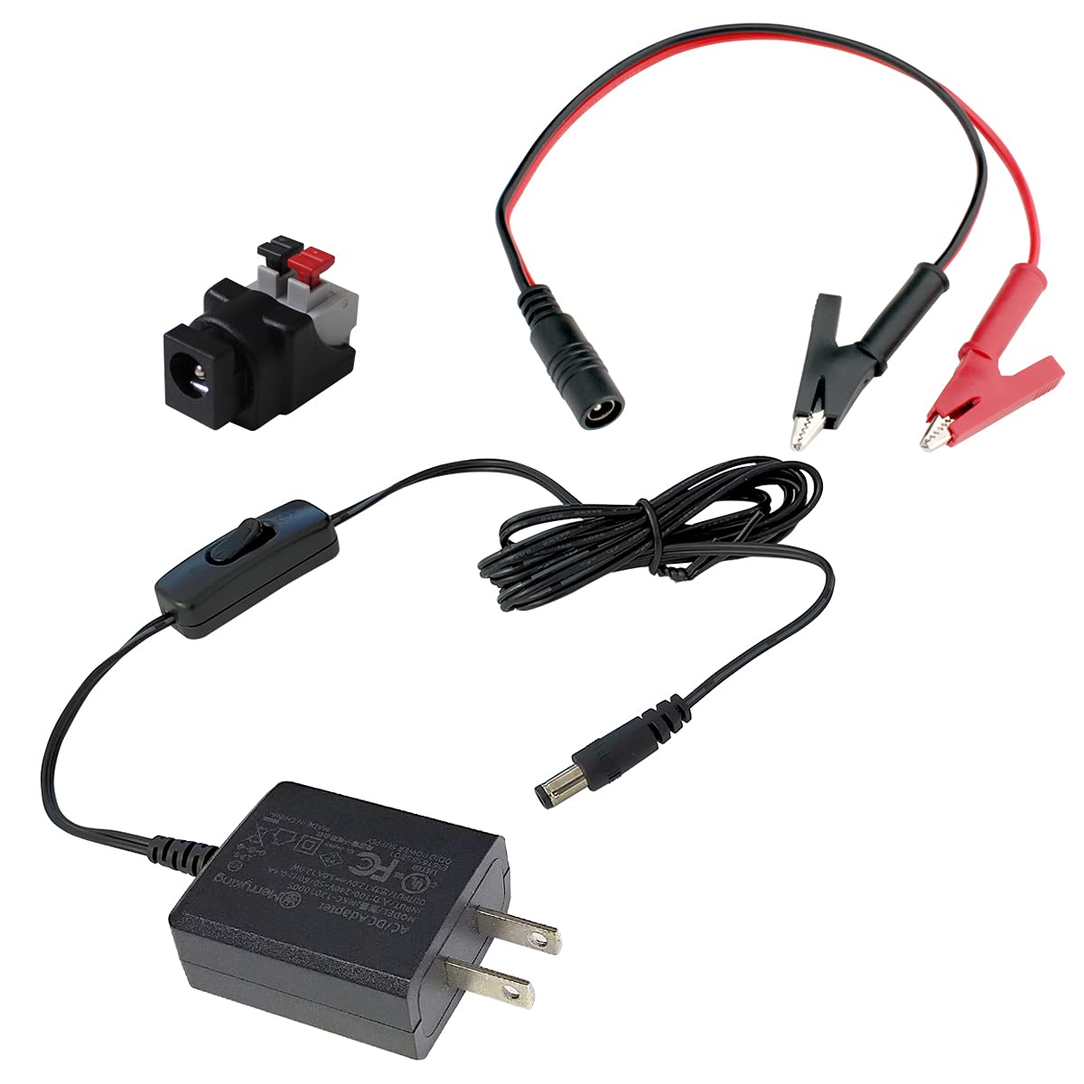 RA: Kaito Denshi(海渡電子) ACアダプター【PSE適合品】12V 1A 12W スイッチ付き スイッチング 小型 わに口 クリップセット コネクタセット RoHS