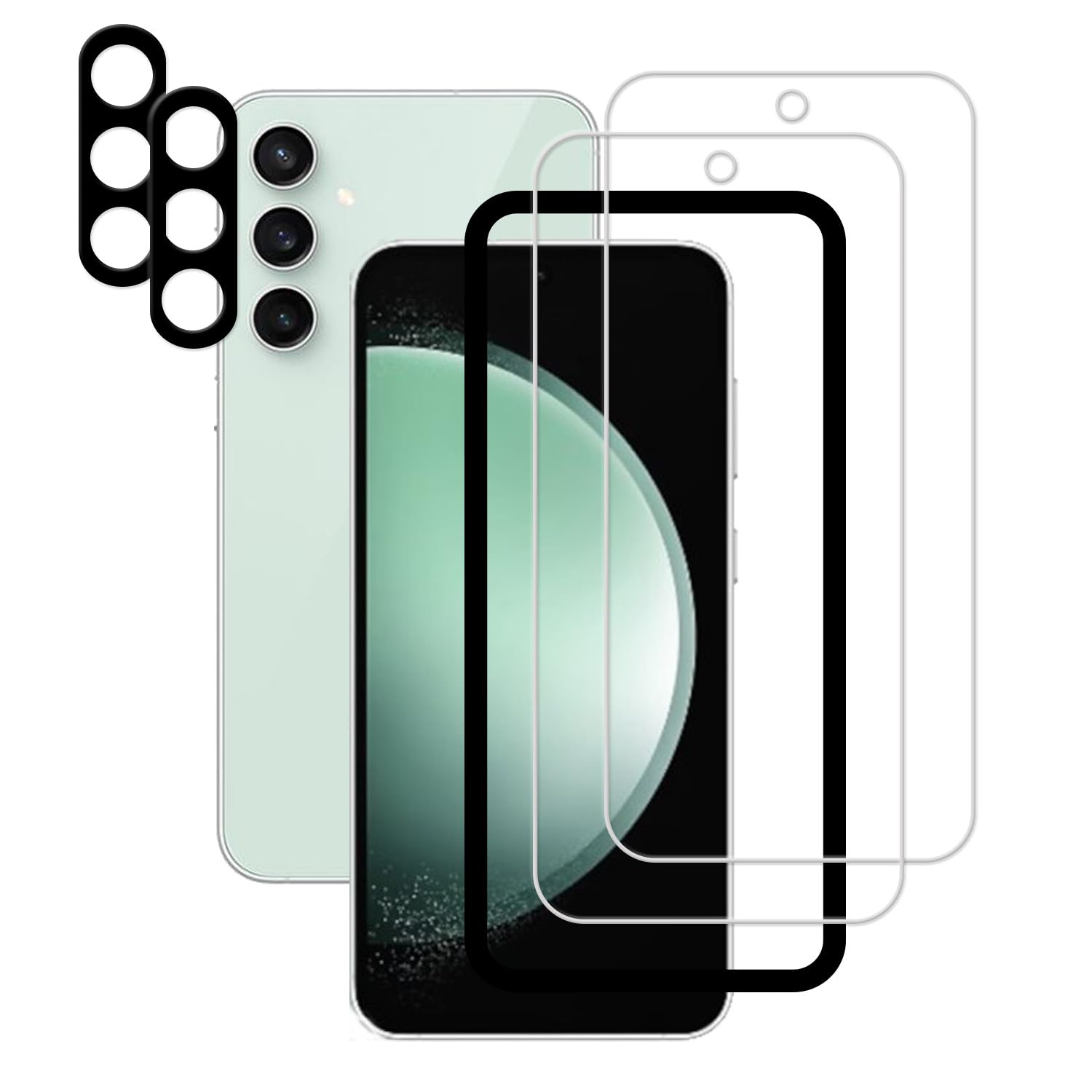 Rakuten - 【2+2枚セット】ガイド枠付き KPNS 日本素材製 強化ガラス Galaxy S23 FE SCG24 用 ガラスフィルム カメラフィルム カバー 保護フィルム