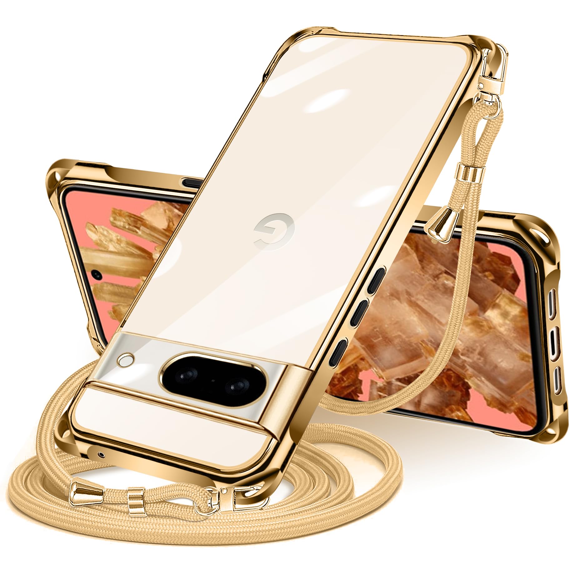 Google Pixel 8a 用 ケース クリア ショルダー pixel8a 用 スマホケース ピクセル 8A カバー 肩掛け 斜めかけ 縄掛けケース 透明 薄型 軽量 TPU 携帯ケース 紐付き 斜めがけ 織りストラップ付き ネックストラップ ショルダー ケース 縦/横 2WAY 長さ調整可能 取り外し可