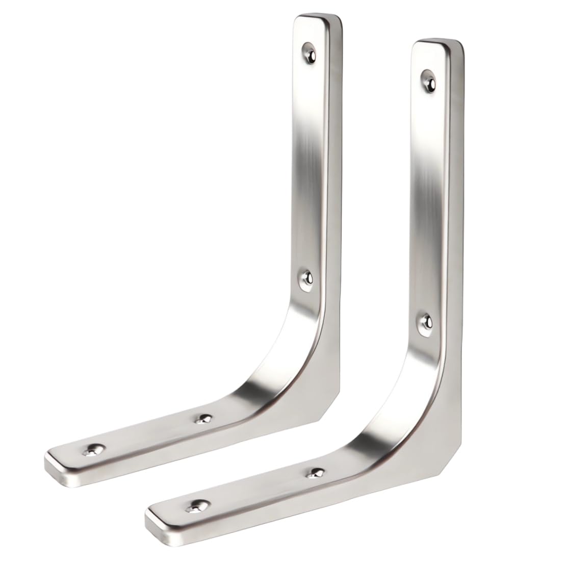 Homeme 棚受け 金具 L字型 ブラケット ステンレス製 耐荷重25-75KG 2本入 壁 棚 棚支え 金具 ネジ付 12..