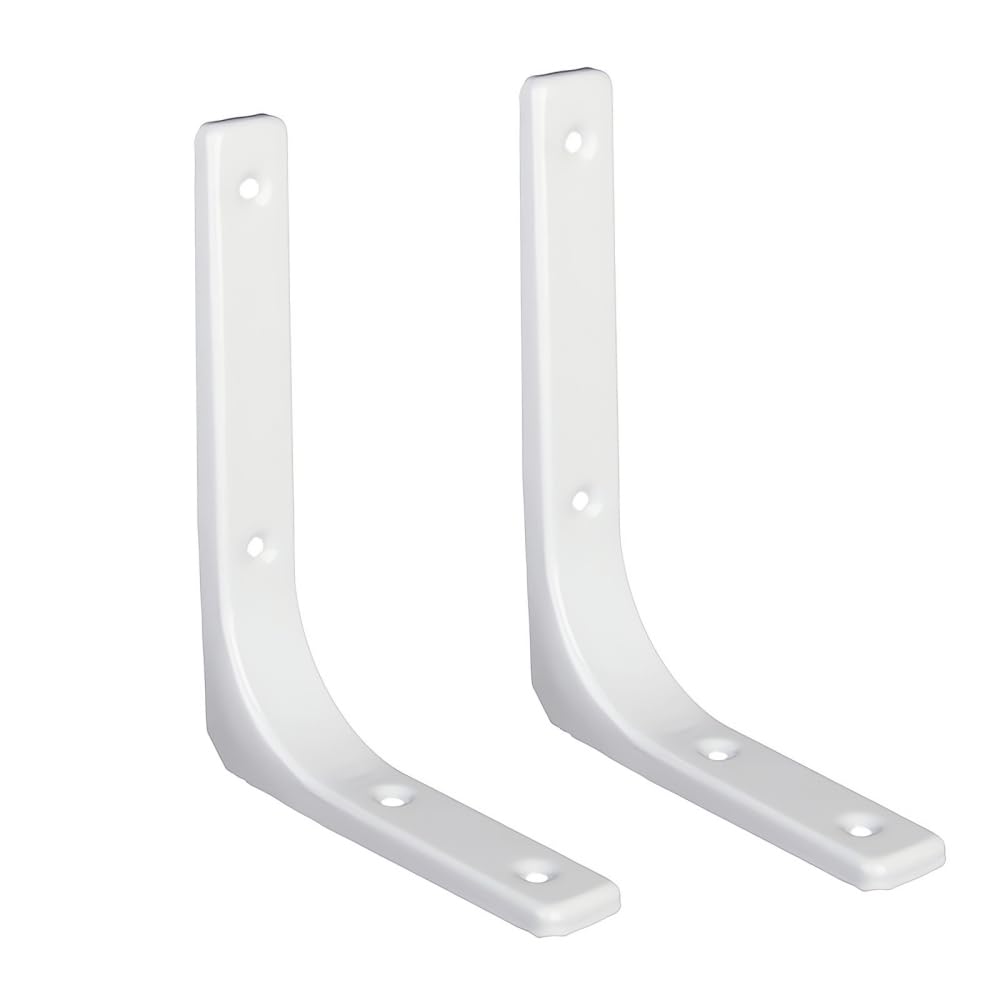 Homeme 棚受け 金具 L字型 ブラケット ステンレス製 耐荷重25-75KG 2本入 壁 棚 棚支え 金具 ネジ付 ホワイト 12.5cm