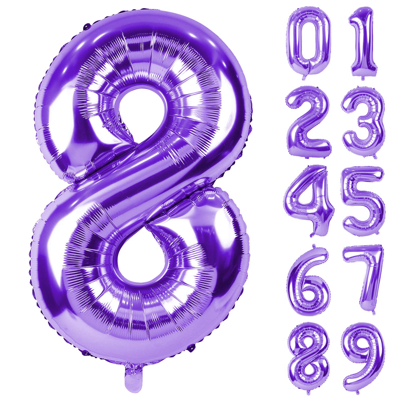 Rakuten - Lausatek バルーン アルミ風船 数字8 ナンバー 40インチ 大きい 誕生日 ハッピーバースデー 飾り付け ウェディング 記念日 パーティー 紫 約90cm パープル