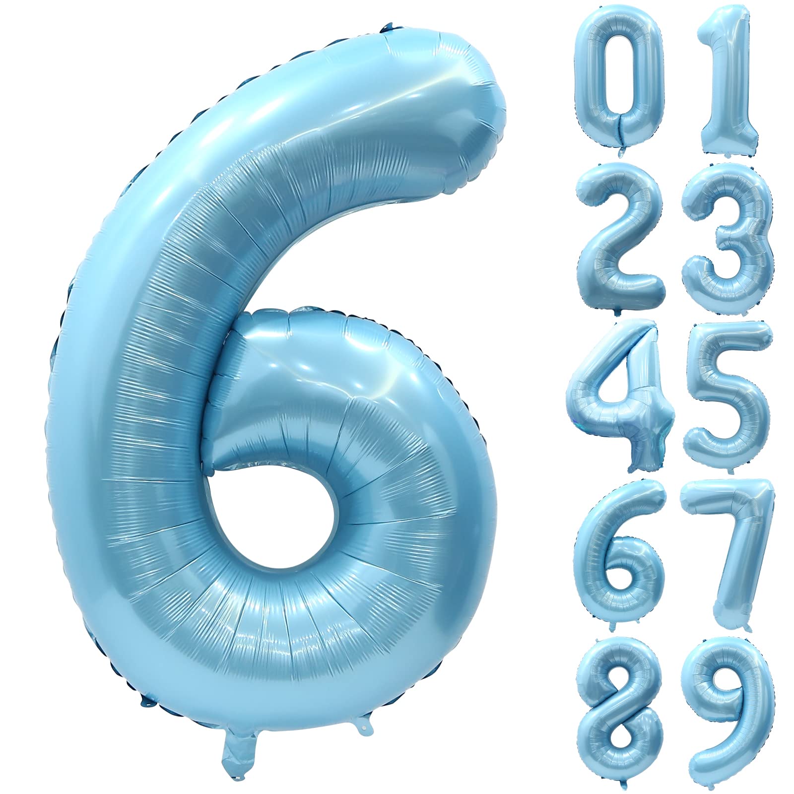 Rakuten - Lausatek 数字 バルーン ナンバーバルーン 数字6 風船 大きいサイズ 40インチ 誕生日 ハッピーバースデー 飾り付け ウェディング 記念日 パーティー 約90cm ミルキーブルー