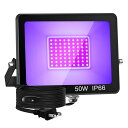 紫外線ライト uv ブラックライト 50w led投光器 390nm~395nm レジン硬化用 防水 ip66 屋内屋外 店舗用 看板 3Dモデル乾燥 雰囲気作り(50w1個)