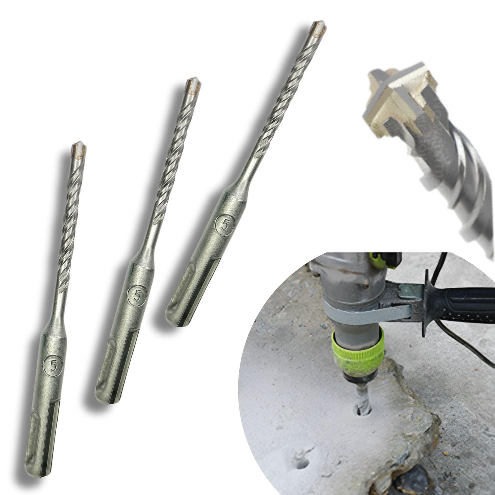 Oiwells コンクリートドリル 5mm 3本セット sdsプラスシャンク ハンマードリル ビット (5mmx110mm)