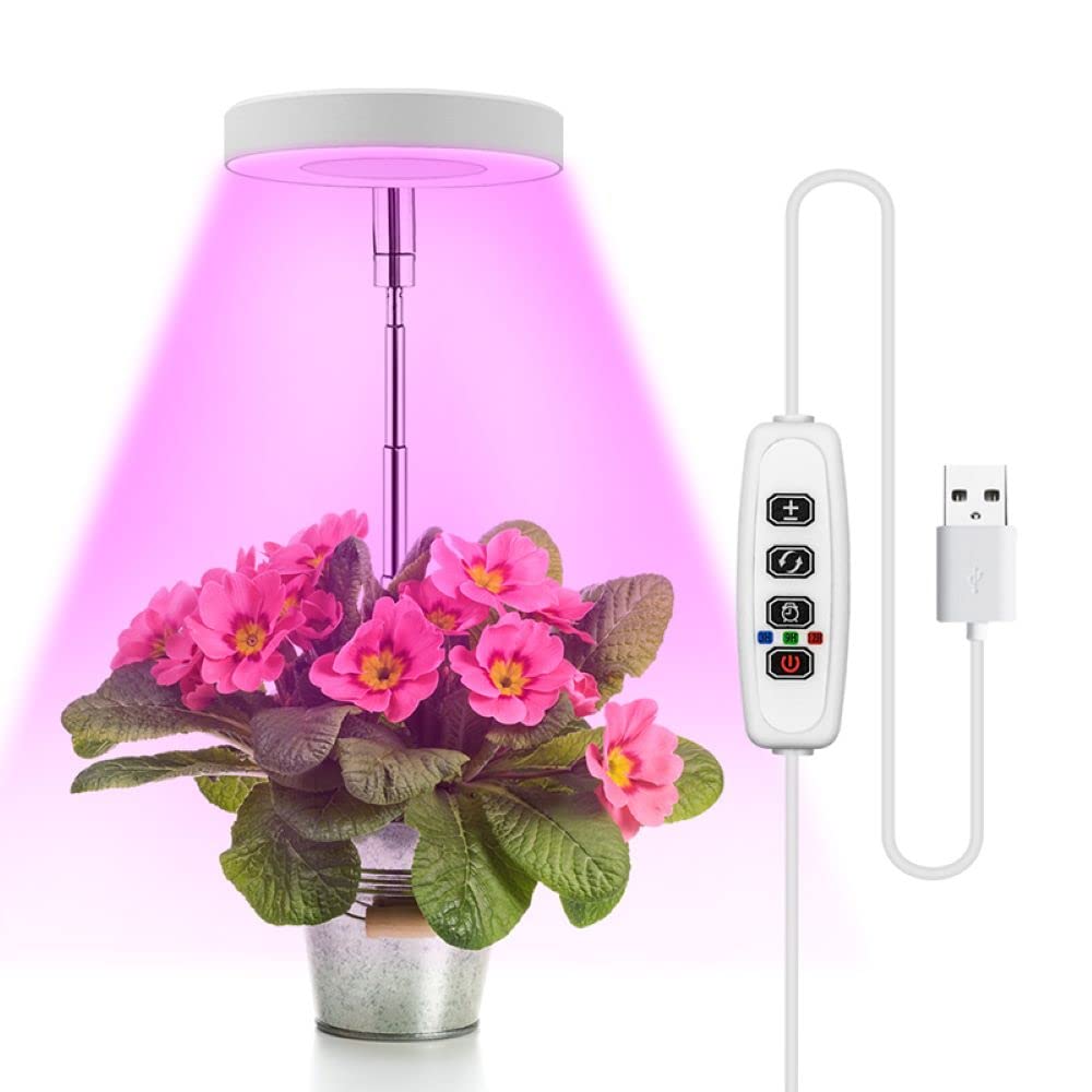 Rakuten - 植物育成ライト LED 植物ライト三色モード 5V 5W USB 9段階輝度調節 タイマー機能 (3H /9H /12H) 光合成促進ライト 高さ調節可能 タイミング設定を備えたプラントライト 日照不足解消 低消耗 省エネ 観葉植物 鉢植えの植物 水耕栽培 多肉植物 園芸用品 室内用