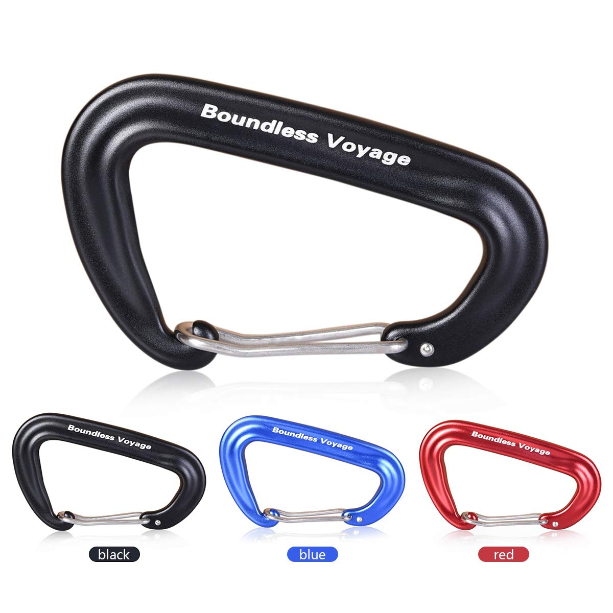 Boundless Voyage カラビナ 登山用 高強度 12kN【1200KG】 小型 Dリング 7075アルミニウム合金 超軽量 ハンモック クライミング レスキュー アウトドア用品 全3色(Blkx4) BV1026