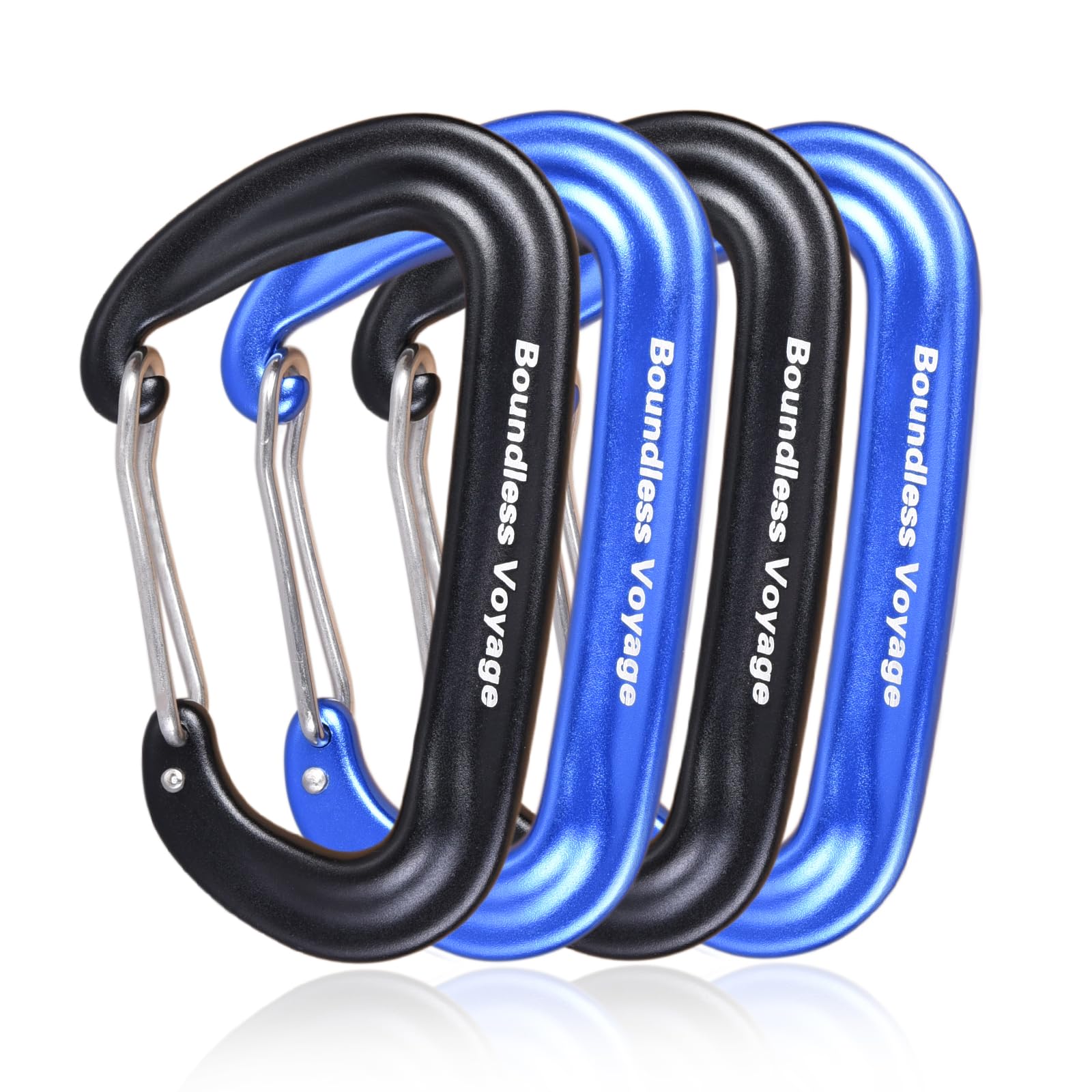 Boundless Voyage カラビナ 登山用 高強度 12kN【1200KG】 小型 Dリング 7075アルミニウム合金 超軽量 ハンモック クライミング レスキュー アウトドア用品 全3色(Blkx2+Blux2) BV1026