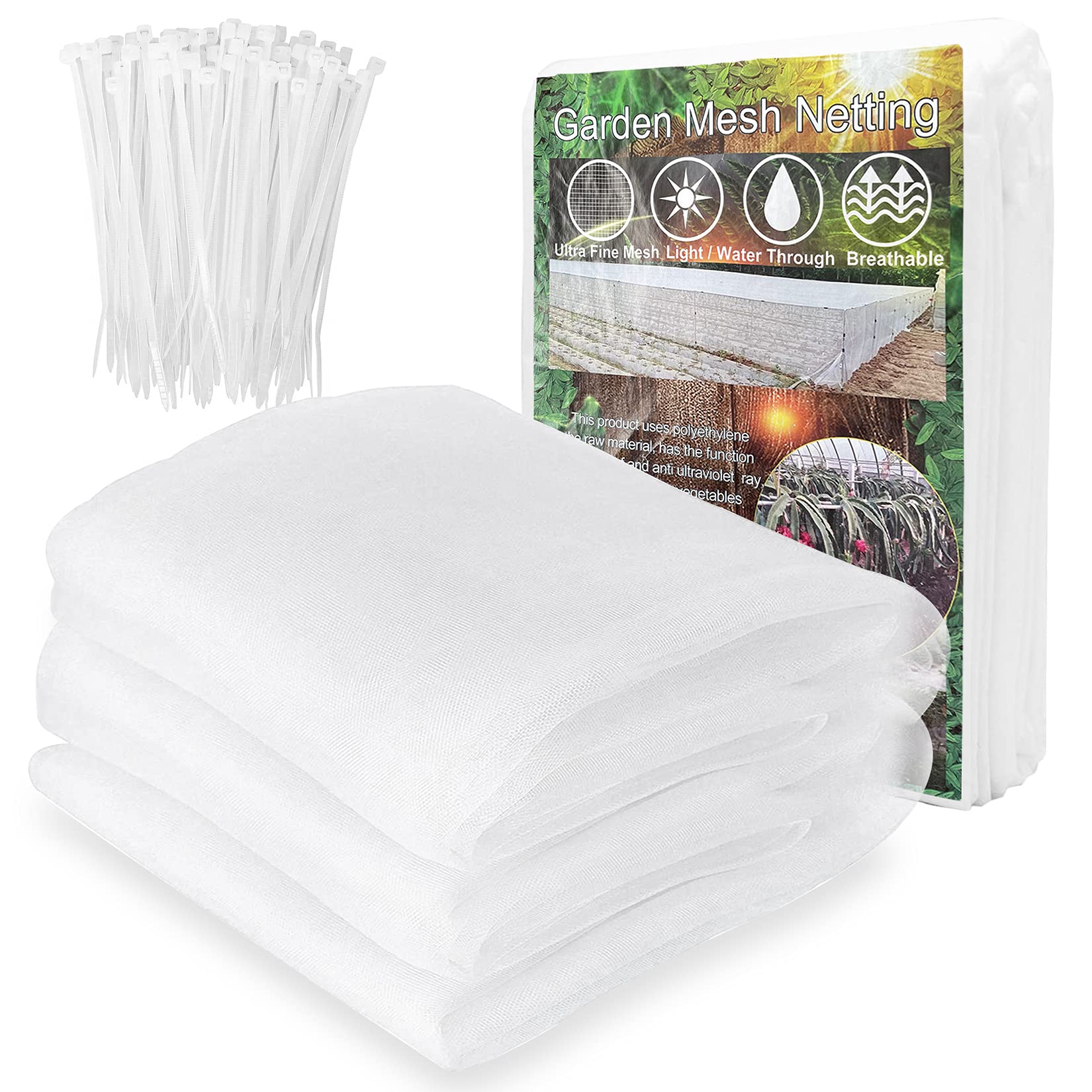 Akuoly 防?ネット 菜園プランター 防?網 花壇適? ? 除け網 家庭菜園 畑野菜 園芸 農業資材、白い 2.5m ..