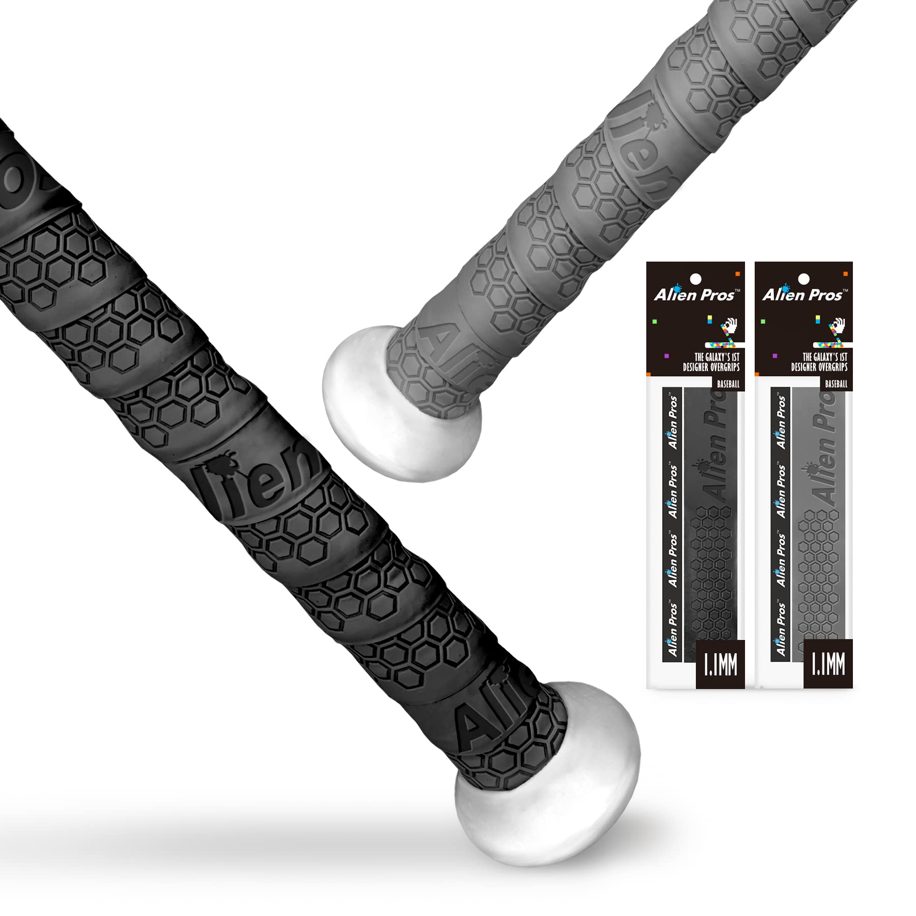 ALIEN PROS 野球用バットグリップテープ 1.1 MM（2-パック ピンク - ロゴなし） - プレカットされたプロ品質のバットテープ - 壮大なホームランのためにバットを包みましょう - 古い野球バットグリップのための交換品