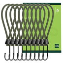 Abma Cord ストレッチコード ゴムフック 全長15/18/20/23cm 10本組 フック付きバンジーコード ショックコード テント・タープ・張綱 ガイラインアダプター ショック吸収 キャンプ用品 防風 固定など